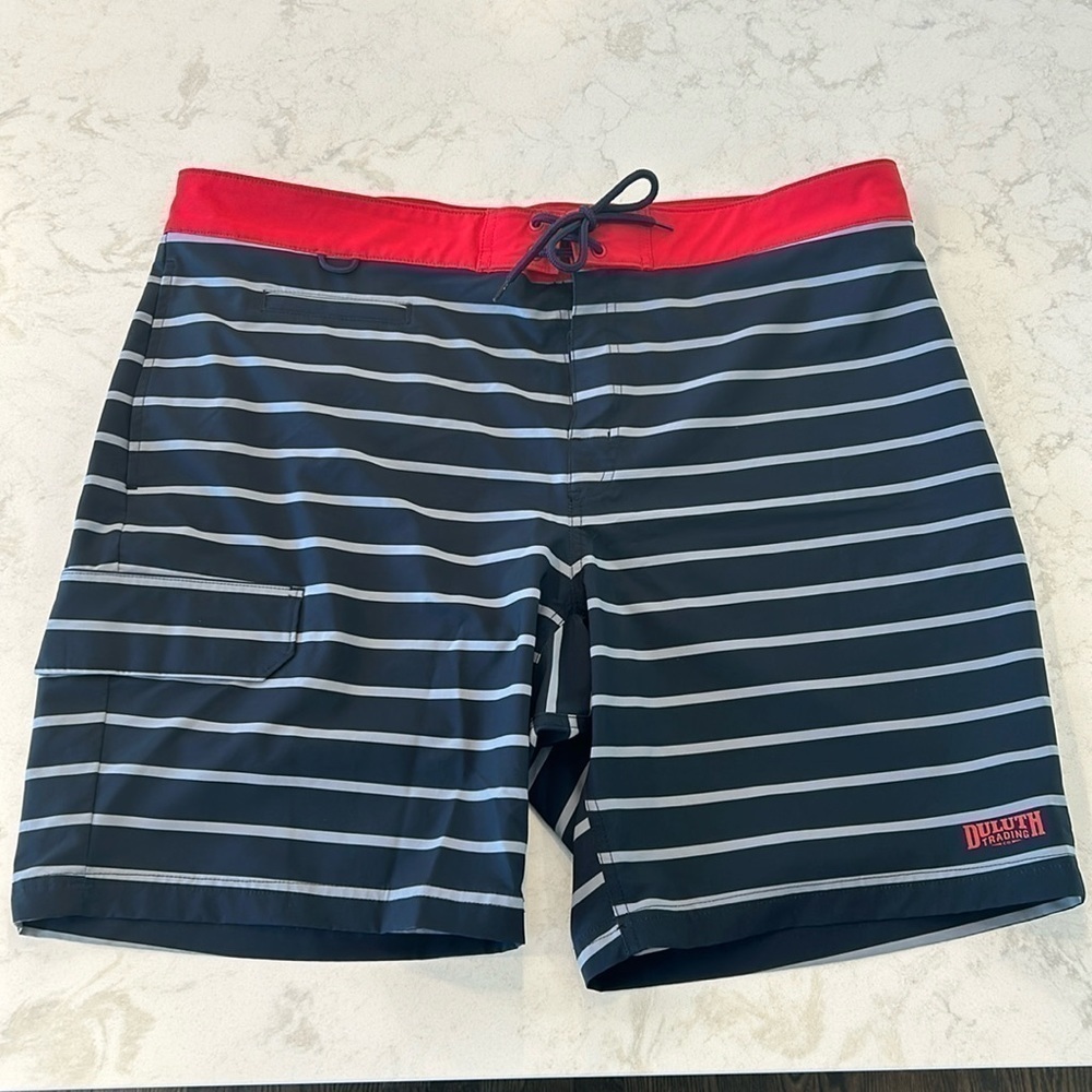 Duluth Trading Co Board Shorts‎ Size 40 Mens Platinum Cargo Blue Polyester